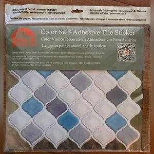 Hue Decoration color self-adhesive tile sticker, turquoise/grey arabesque design
